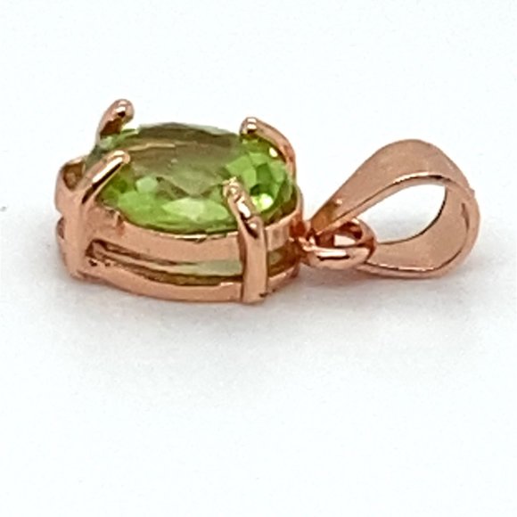 Peridot .85ct Rose Gold Finish Solid 925 Sterling Silver Pendant - Picture 4 of 8